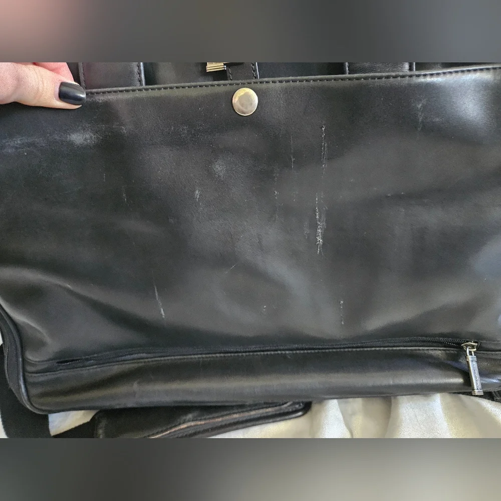 Vintage El Portal Black Leather Briefcase Laptop Messenger Bag